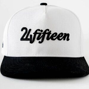 NEW 24 Fifteen The Omega White Hat Ball Cap 6 Panel Snap Back Joshua 24:15 Jesus